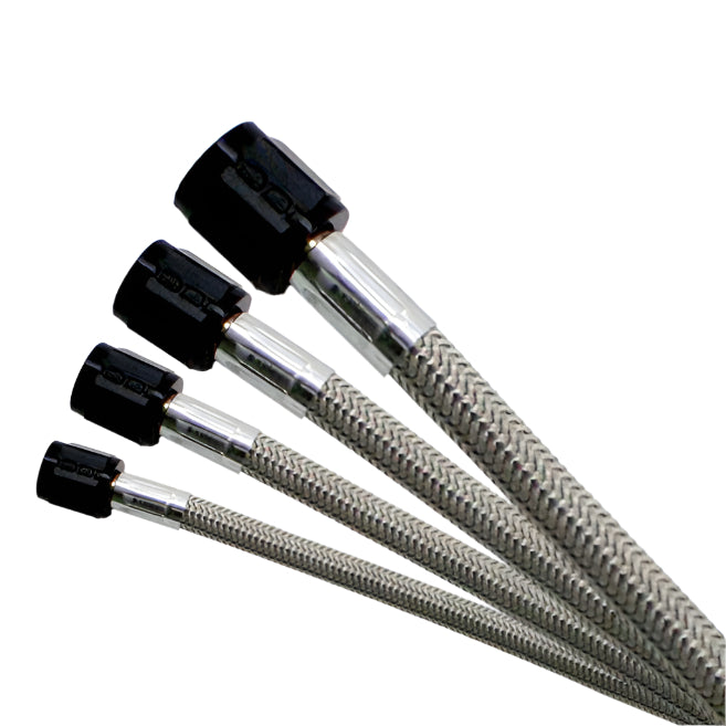 Nitrous Express 4AN 22in Stainless Braided Double SHO Hose (w/Black 3AN Ends - Both Ends), product view 1