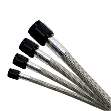 Load image into Gallery viewer, Nitrous Express 8AN 12in Stainless Steel Braided Hose (Black Ends), product view 1