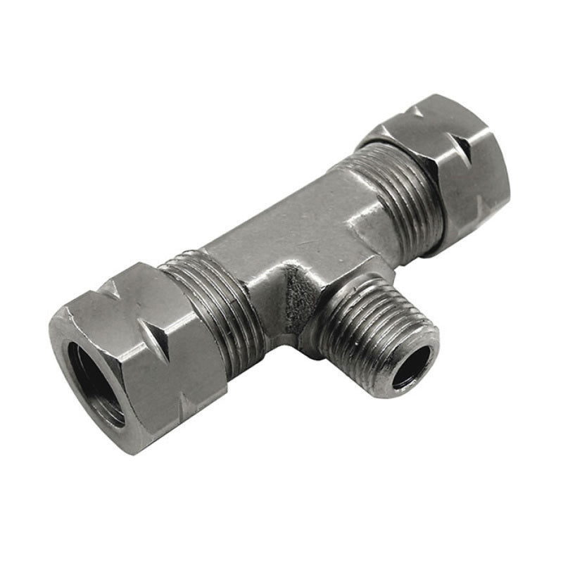Nitrous Express 3/8 Compression x 1/8 Male NPT Branch T, product view 3