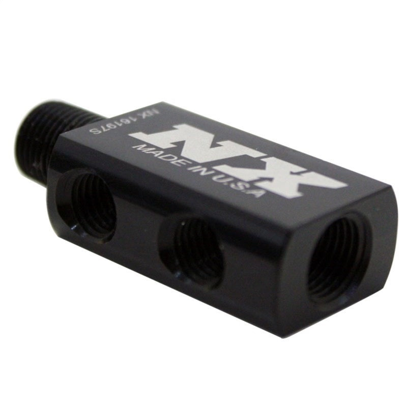 Nitrous Express Compact Distribution Block w/Gauge Port, product view 1