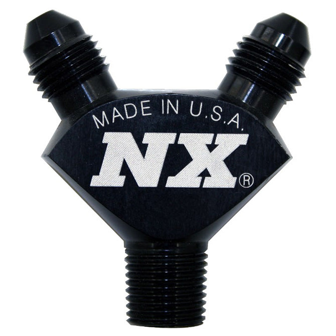 Nitrous Express 1/8NPT x 3AN x 3AN Billet Pure-Flo Y Fitting - Black, product view 2