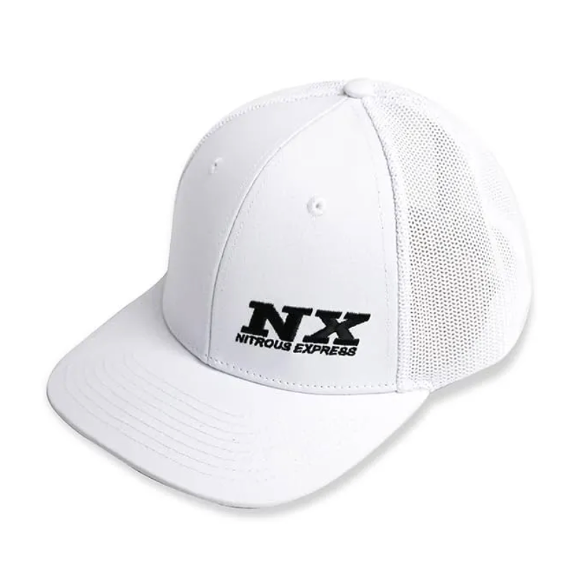 Nitrous Express White w/ Gray Mesh Flat Bill Cap (Snapback - Embroidered Logo), product view 1