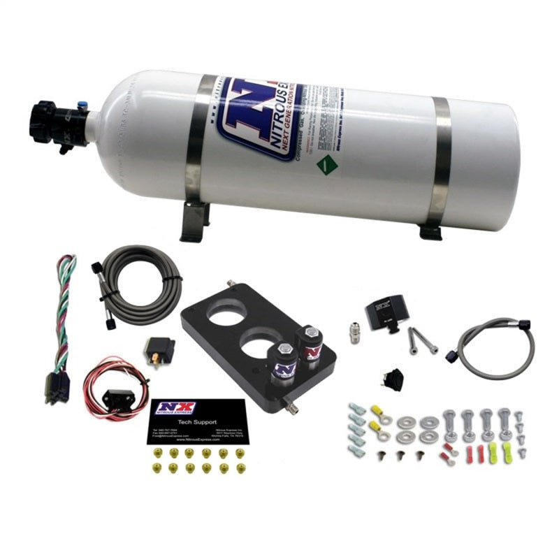 Nitrous Express 05-10 Ford Mustang 4.6L 3 Valve Nitrous Plate Kit (50-150HP) w/15lb Bottle, product view 2