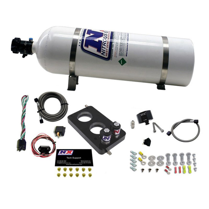 Nitrous Express 05-10 Ford Mustang 4.6L 3 Valve Nitrous Plate Kit (50-150HP) w/15lb Bottle, product view 3