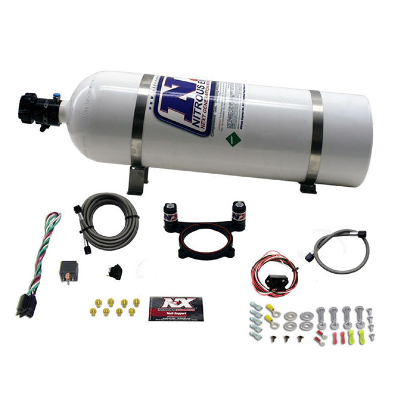Nitrous Express 11-15 Ford Mustang GT 5.0L Coyote 4 Valve Nitrous Plate Kit (50-200HP) w/15lb Bottle, product view 3