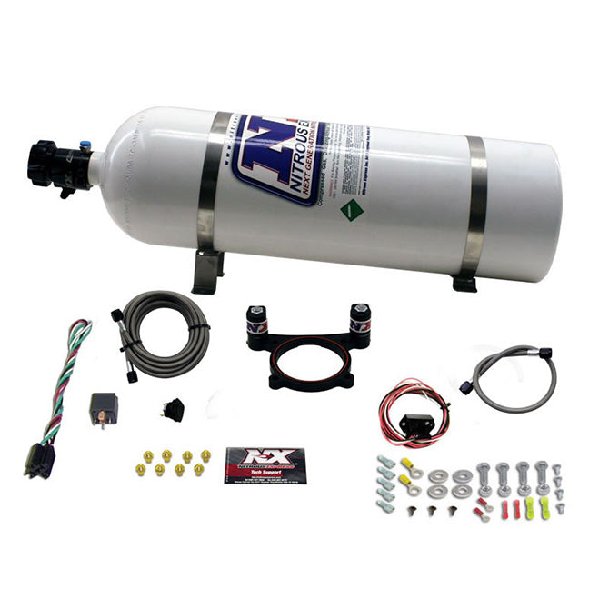 Nitrous Express 11-15 Ford Mustang GT 5.0L Coyote 4 Valve Nitrous Plate Kit (50-200HP) w/15lb Bottle, product view 5