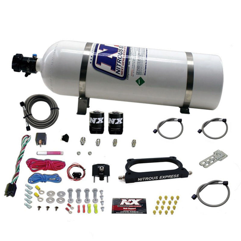 Nitrous Express 07-14 Ford Mustang GT500 Nitrous Plate Kit (50-250HP) w/15lb Bottle, product view 2