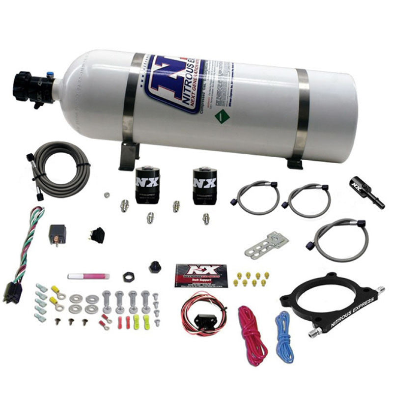 Nitrous Express 11-15 Ford Mustang GT 5.0L High Output Nitrous Plate Kit (50-250HP) w/15lb Bottle, product view 1