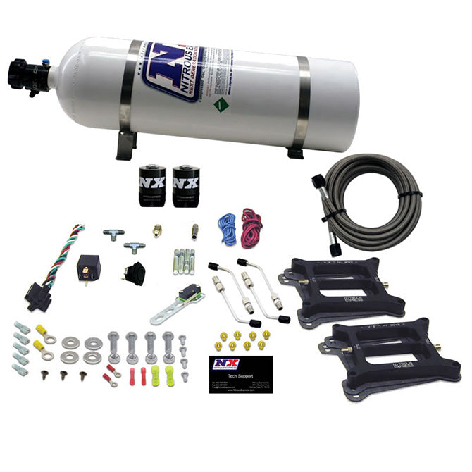 Nitrous Express Dual/4150/Gasoline Nitrous Kit (50-300HP) w/15lb Bottle, product view 4