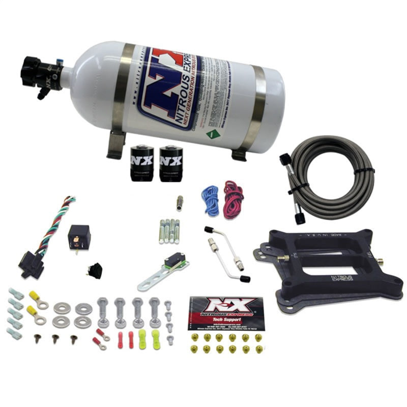 Nitrous Express 4150 4-BBL/Gasoline Nitrous Kit (50-300HP) w/10lb Bottle - Black Ops Auto Works