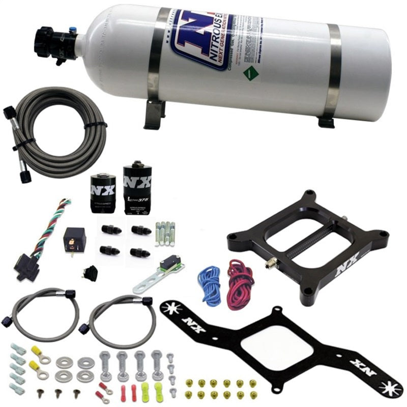 Nitrous Express 4150 RNC Conventional Nitrous Plate Kit w/.375in Solenoid w/15lb Bottle, product view 1