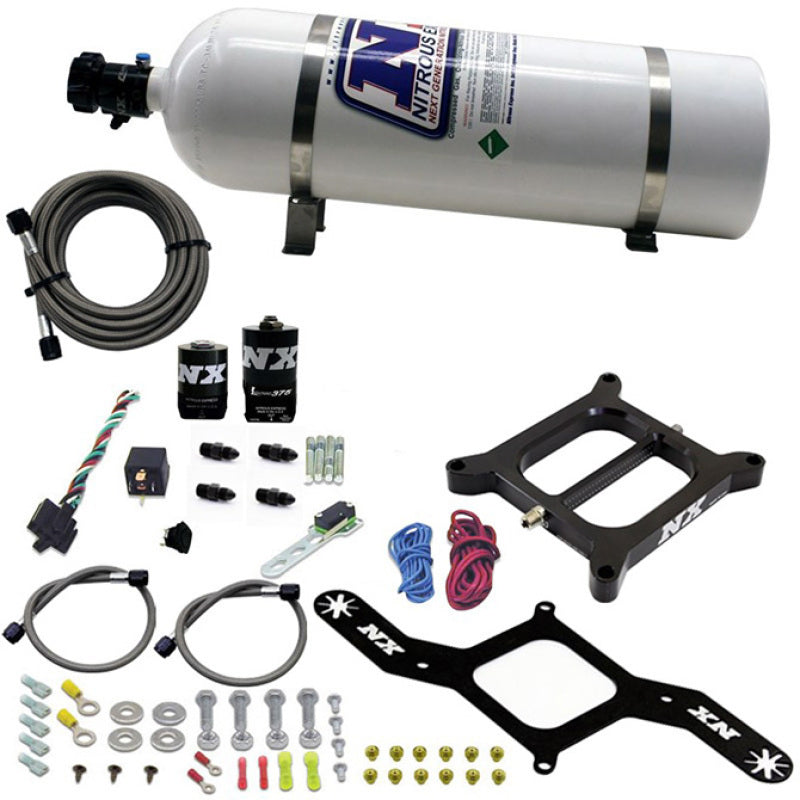 Nitrous Express 4150 RNC Conventional Nitrous Plate Kit w/.375in Solenoid w/15lb Bottle, product view 2