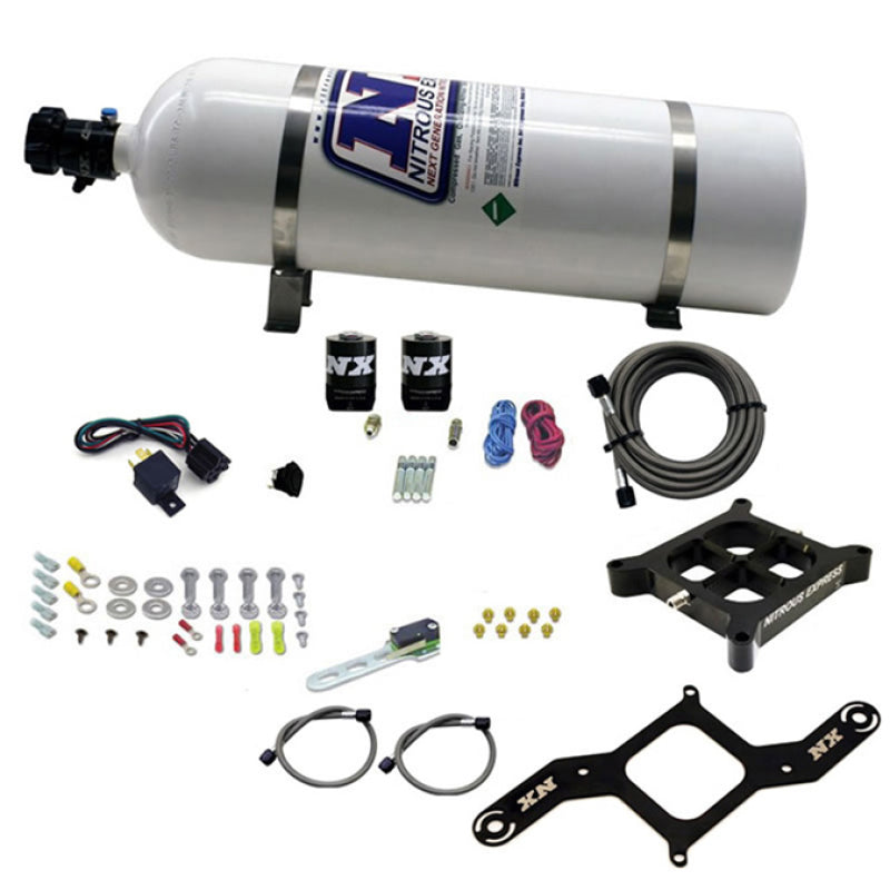 Nitrous Express 4150 Single Entry Crossbar Nitrous Plate Kit Pro-Power (100-500HP) w/15lb Bottle, product view 3
