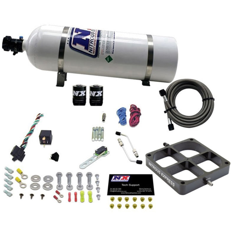 Nitrous Express Single Entry Crossbar 8500 Based Throttle Body Nitrous Kit w/15lb Bottle, product view 1