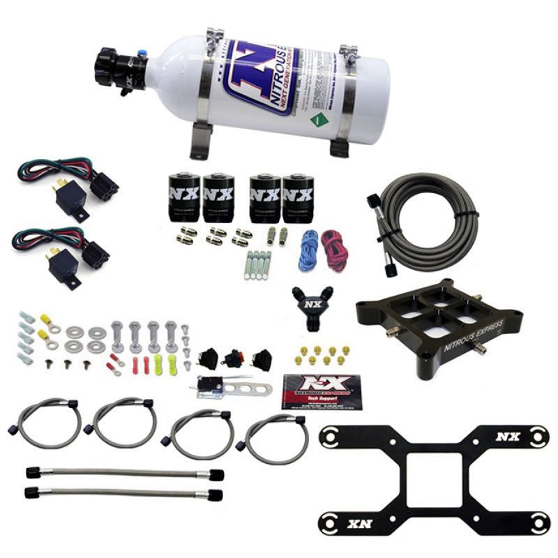 Nitrous Express 4150 Dual Stage Billet Crossbar Nitrous Kit (50-300 & 100-500HP) w/5lb Bottle, product view 3