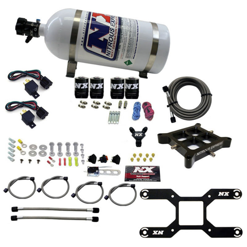 Nitrous Express 4150 Dual Stage Billet Crossbar Nitrous Kit (50-300 & 100-500HP) w/10lb Bottle, product view 2