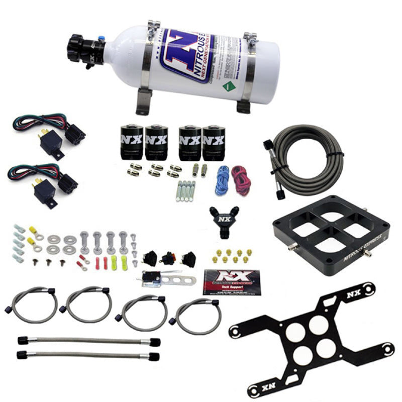 Nitrous Express Dominator Dual Stage Billet Crossbar Nitrous Kit (50-300 & 100-500HP) w/5lb Bottle, product view 1