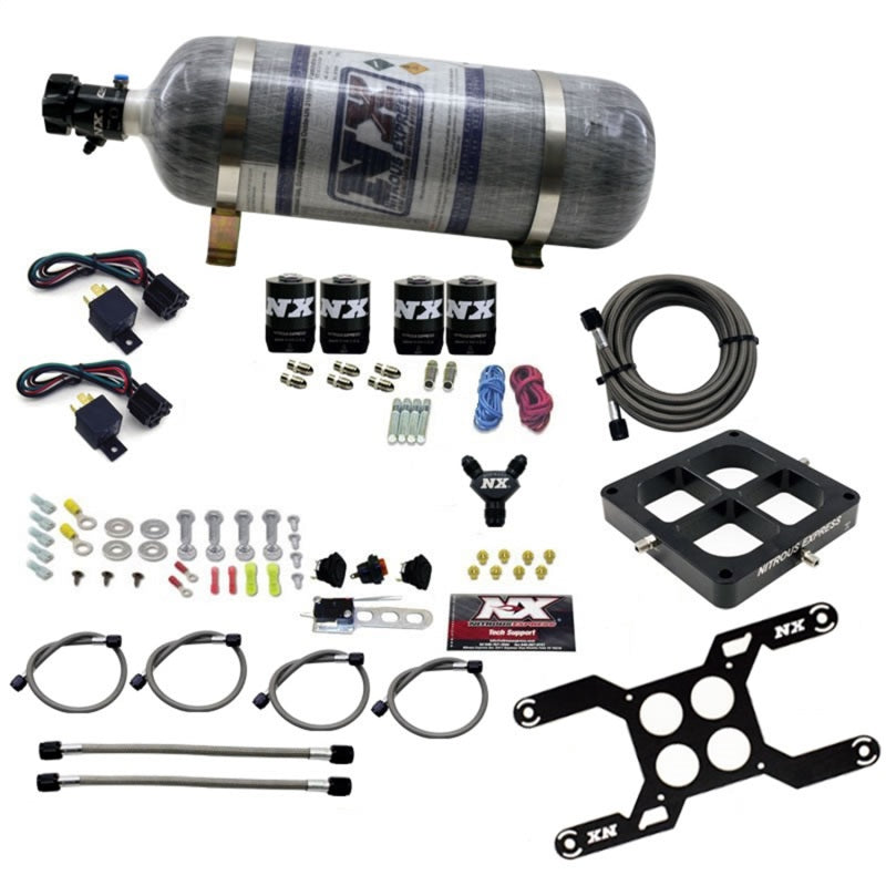 Nitrous Express Dominator Dual Stage Billet Crossbar Nitrous Kit (50-300 & 100-500HP) w/Comp Bottle, product view 1