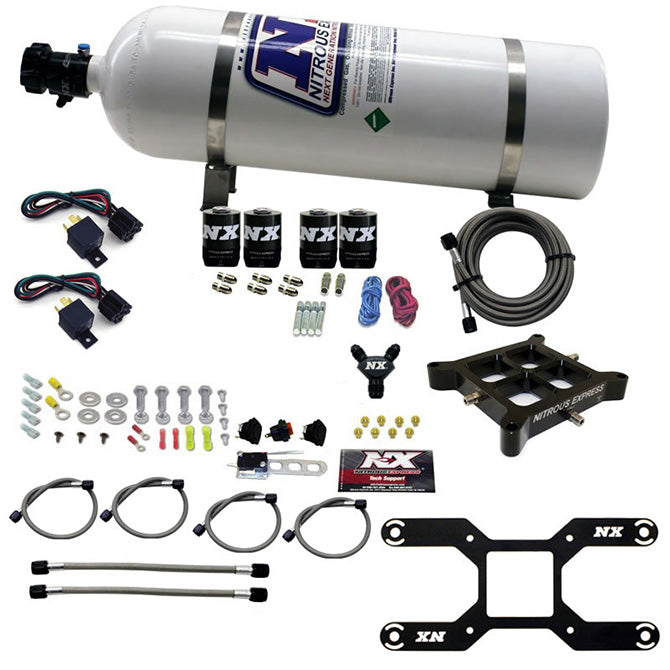 Nitrous Express Dry Quad Stage Billet Crossbar Plate System 100-2000hp (4150 Flange) w/15lb Bottle, product view 3