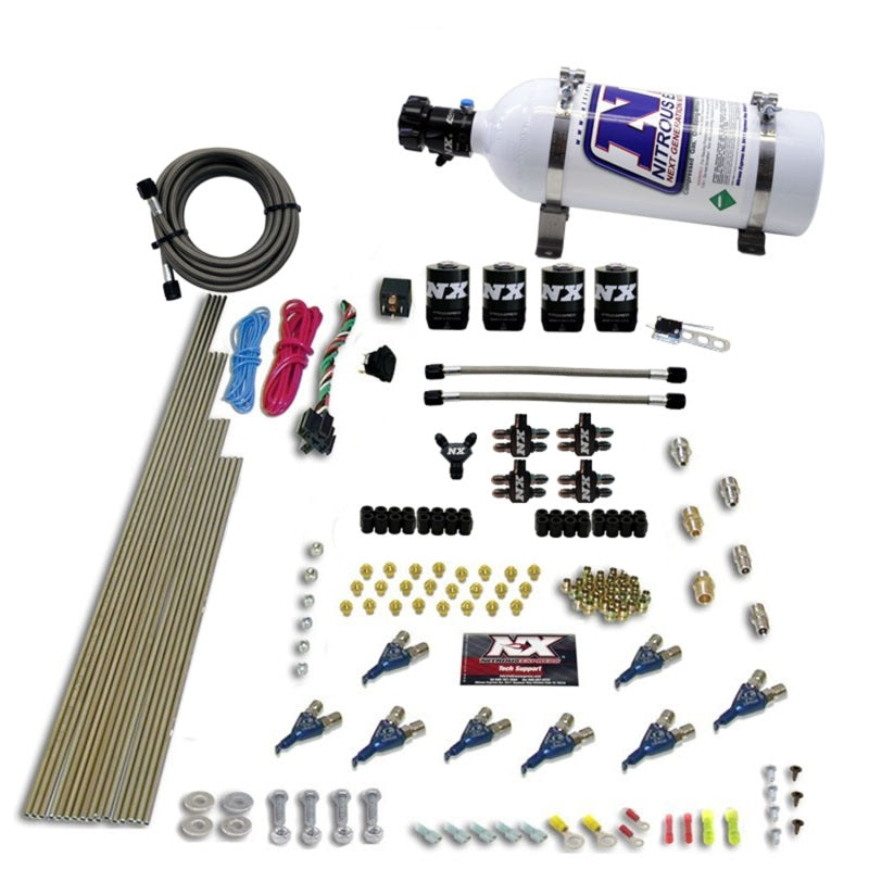 Nitrous Express 8 Cyl Piranha Direct Port 4 Solenoids Nitrous Kit (200-500HP EFI Jets) w/5lb Bottle, product view 3
