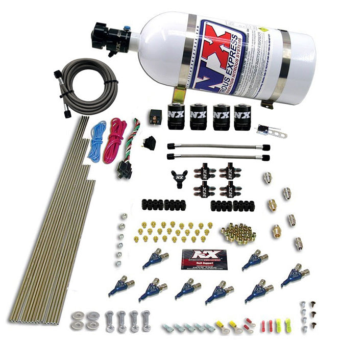 Nitrous Express 8 Cyl Piranha Direct Port 4 Solenoids Nitrous Kit (200-500HP EFI Jets) w/10lb Bottle, product view 2