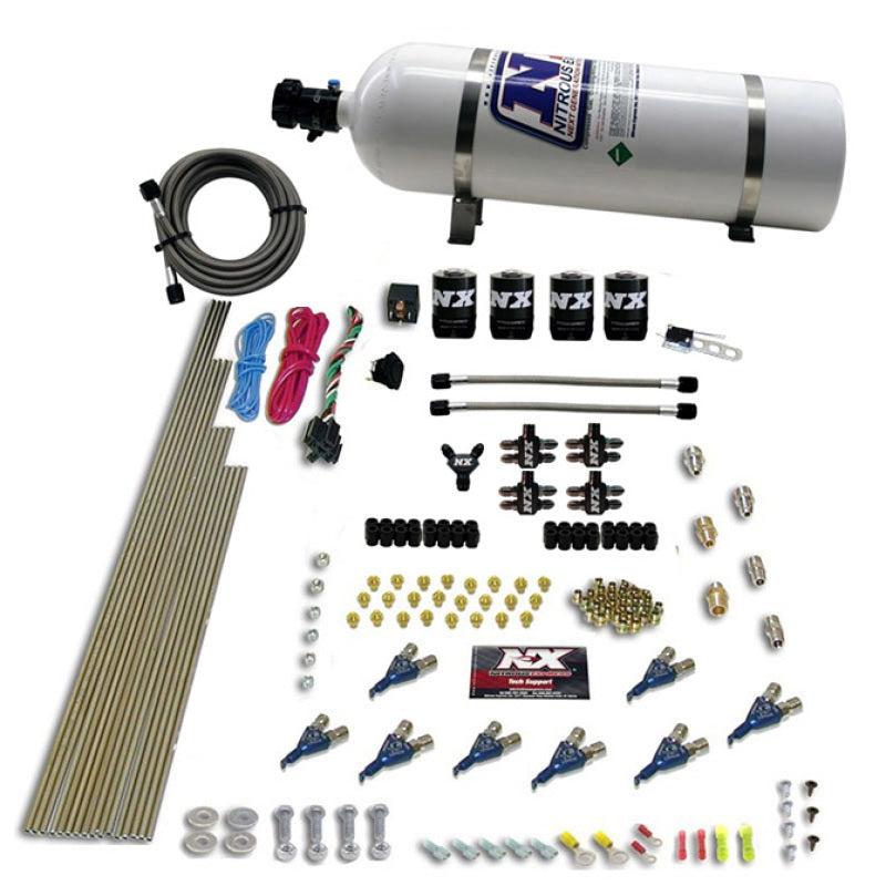 Nitrous Express 8 Cyl Piranha Direct Port 4 Solenoids Nitrous Kit (200-500HP EFI Jets) w/15lb Bottle, product view 3