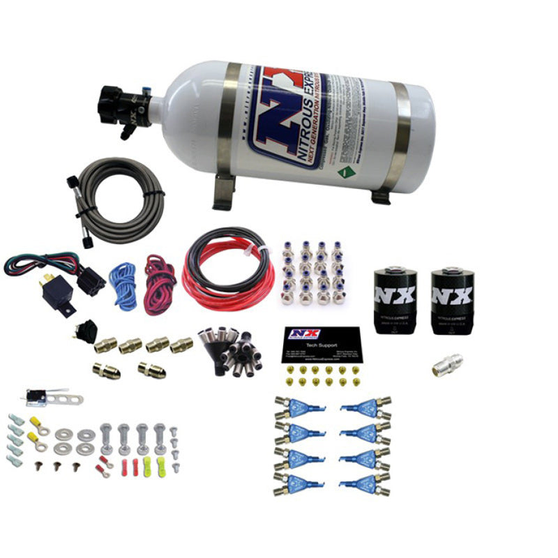 Nitrous Express 8 Cyl Soft Line Shark Rail Nitrous Kit w/10lb Bottle Pushloc, product view 2