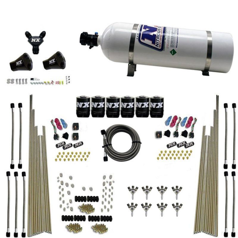 Nitrous Express 8 Cyl Triple-D Dry Direct Port 3 Stage Dry 6 Solenoids Nitrous Kit w/15lb Bottle, product view 1