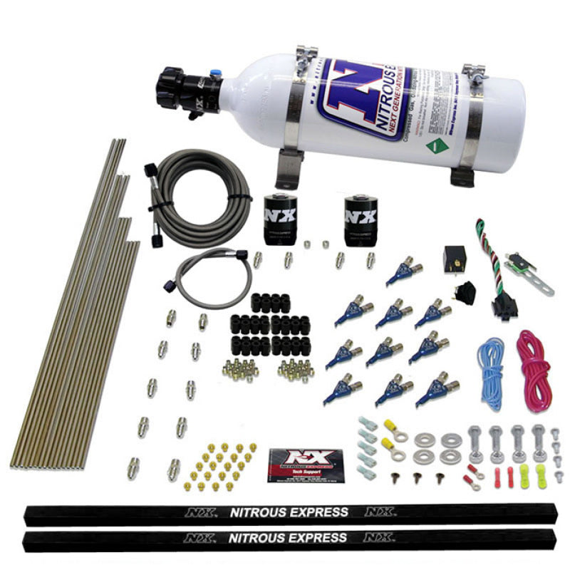 Nitrous Express 10 Cyl Piranha Nozzle Direct Port Nitrous Kit (250-500HP) w/5lb Bottle, product view 3