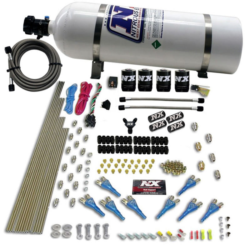 Nitrous Express 8 Cyl Shark Direct Port 4 Solenoids Nitrous Kit (200-600HP) w/15lb Bottle, product view 3