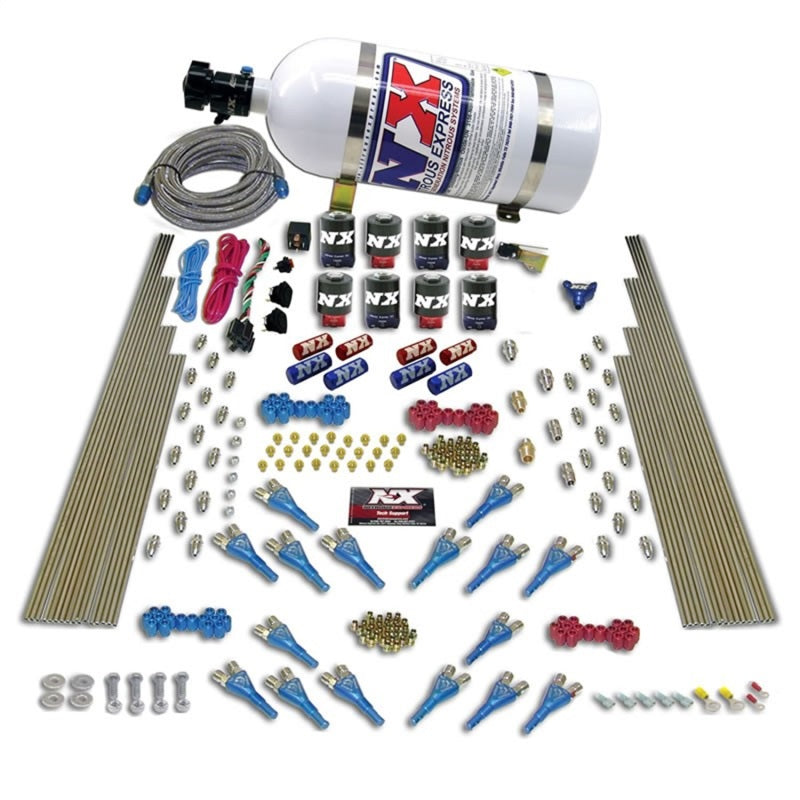 Nitrous Express Shark Dual Stage/Gas 16 Nozzles 8 Solenoids Nitrous Kit (200-1200HP) w/10lb Bottle, product view 3