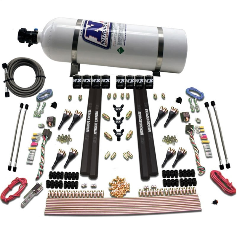 Nitrous Express SX2 Dual Stage 8 Solenoid /Gasoline Nitrous Kit (200-1200HP) w/15lb Bottle, product view 2