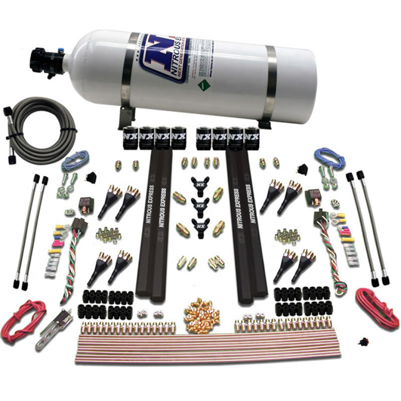 Nitrous Express SX2 Dual Stage 8 Solenoid /Gasoline Nitrous Kit (200-1200HP) w/15lb Bottle, product view 3