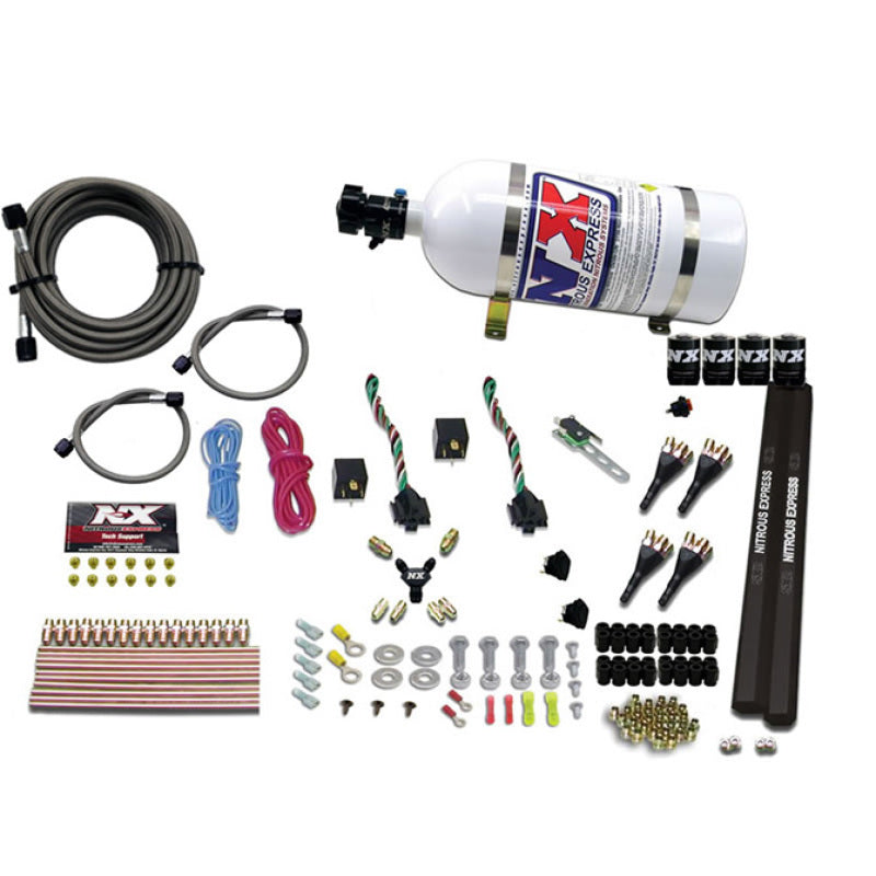 Nitrous Express 4 Cyl SX2 Nozzle Nitrous Kit (100-300HP x 2) w/10lb Bottle, product view 2