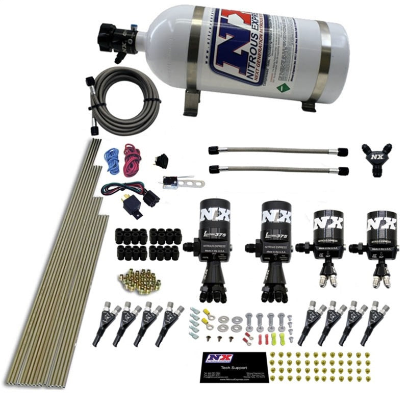 Nitrous Express 8 Cyl Shark Direct Port 4 Solenoids Nitrous Kit (200-600HP) w/10lb Bottle, product view 2