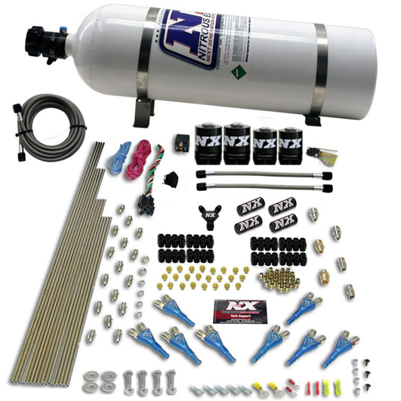 Nitrous Express 8 Cyl Shark Direct Port 4 Solenoids Nitrous Kit (200-600HP) w/15lb Bottle, product view 3