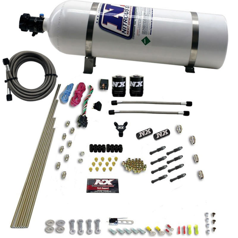 Nitrous Express 8 Cyl Dry Direct Port 2 Solenoids Nitrous Kit (200-600HP) w/15lb Bottle, product view 3