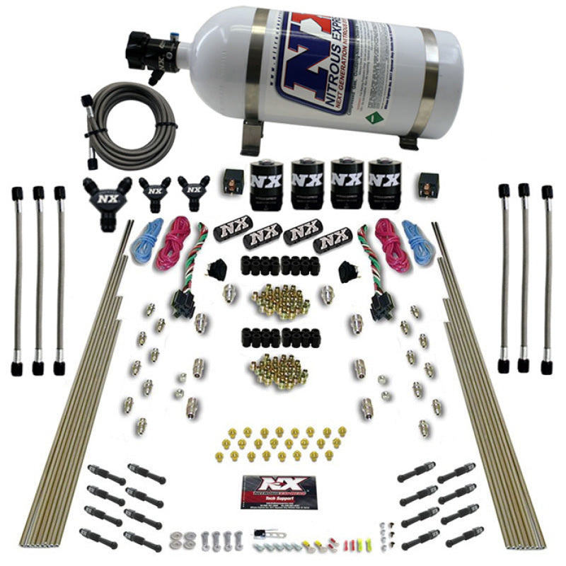 Nitrous Express 8 Cyl Dry Direct Port Dual Stage 4 Solenoids Nitrous Kit (200-600HP) w/10lb Bottle, product view 2