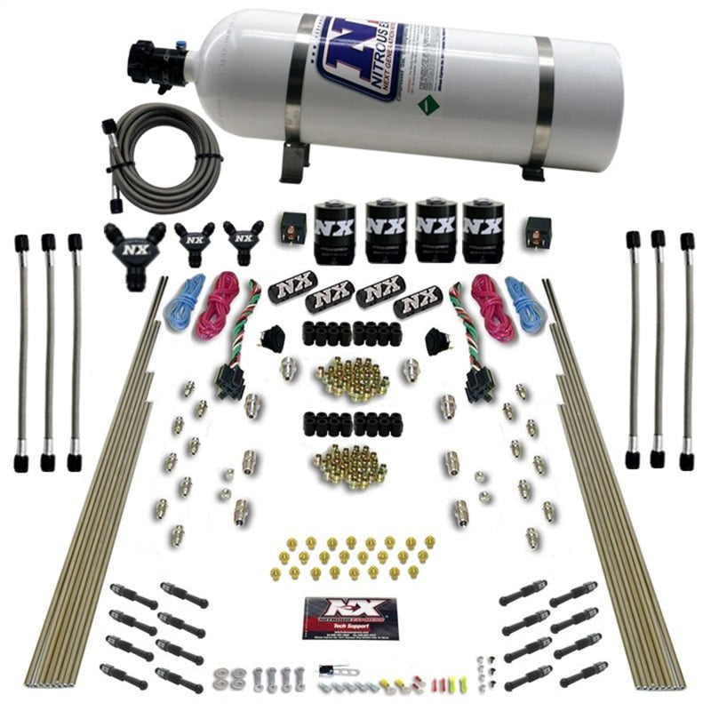 Nitrous Express 8 Cyl Dry Direct Port Dual Stage 4 Solenoids Nitrous Kit (200-600HP) w/15lb Bottle, product view 3