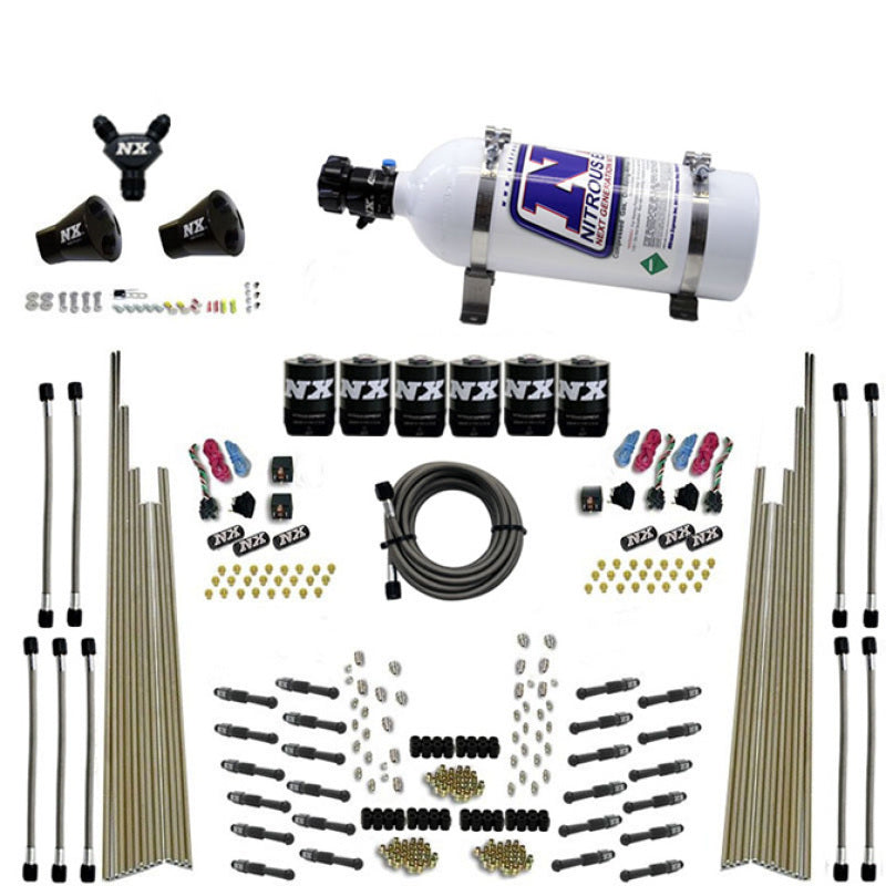 Nitrous Express 8 Cyl Dry Direct Port Three Stage 6 Solenoids Nitrous Kit (200-600HP) w/5lb Bottle, product view 3