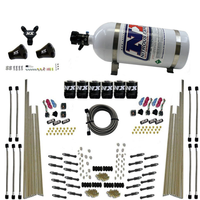 Nitrous Express 8 Cyl Dry Direct Port Three Stage 6 Solenoids Nitrous Kit (200-600HP) w/10lb Bottle, product view 3