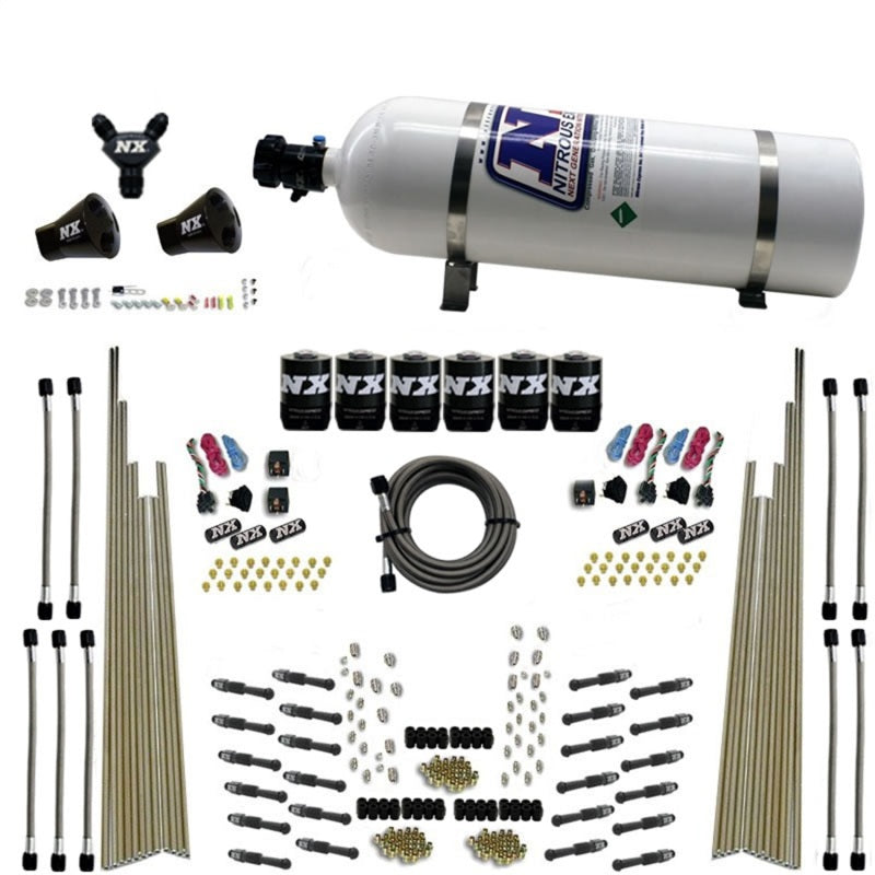 Nitrous Express 8 Cyl Dry Direct Port Three Stage 6 Solenoids Nitrous Kit (200-600HP) w/15lb Bottle, product view 2