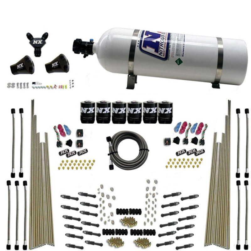 Nitrous Express 8 Cyl Dry Direct Port Three Stage 6 Solenoids Nitrous Kit (200-600HP) w/15lb Bottle, product view 3