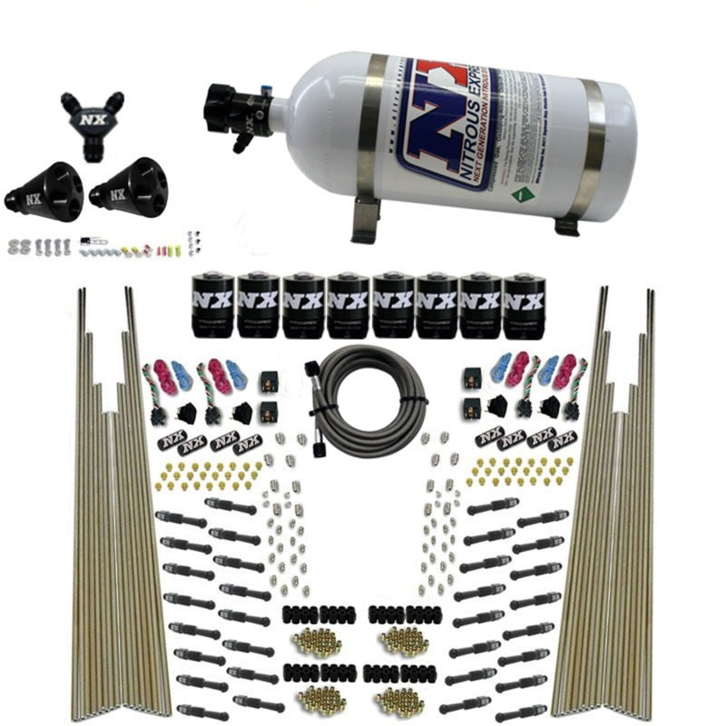 Nitrous Express 8 Cyl Dry Direct Port Four Stage 8 Solenoids Nitrous Kit (200-600HP) w/10lb Bottle, product view 1