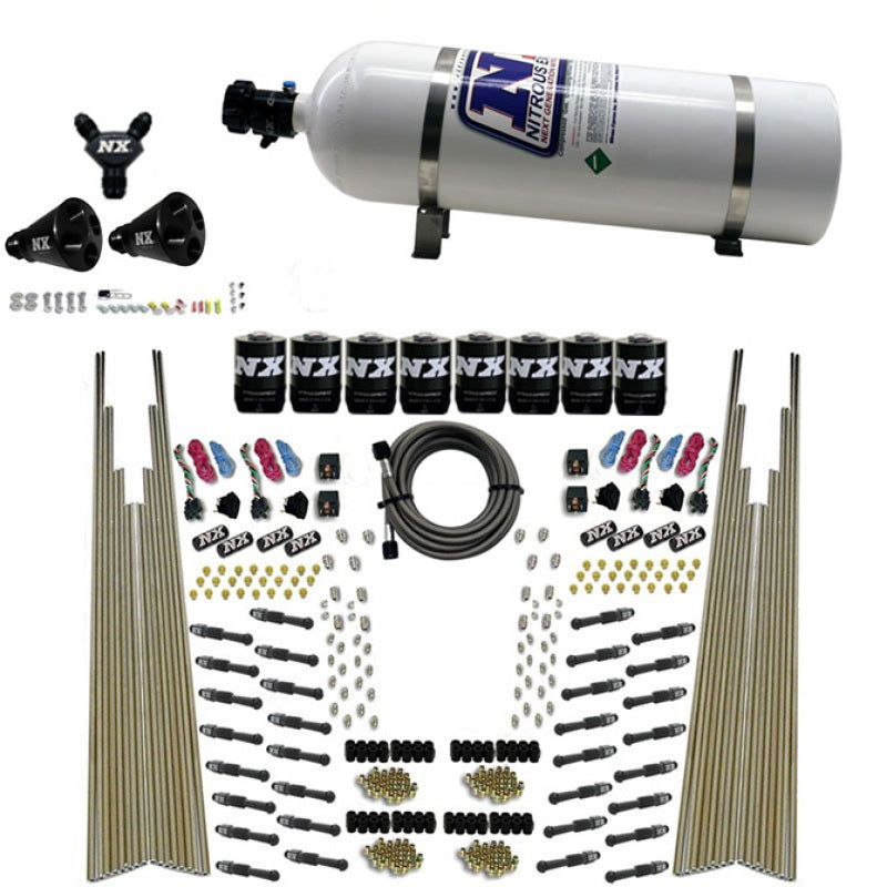 Nitrous Express 8 Cyl Dry Direct Port Four Stage 8 Solenoids Nitrous Kit (200-600HP) w/15lb Bottle, product view 2