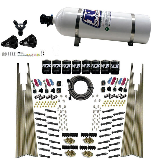 Nitrous Express 8 Cyl Dry Direct Port Four Stage 8 Solenoids Nitrous Kit (200-600HP) w/15lb Bottle, product view 5