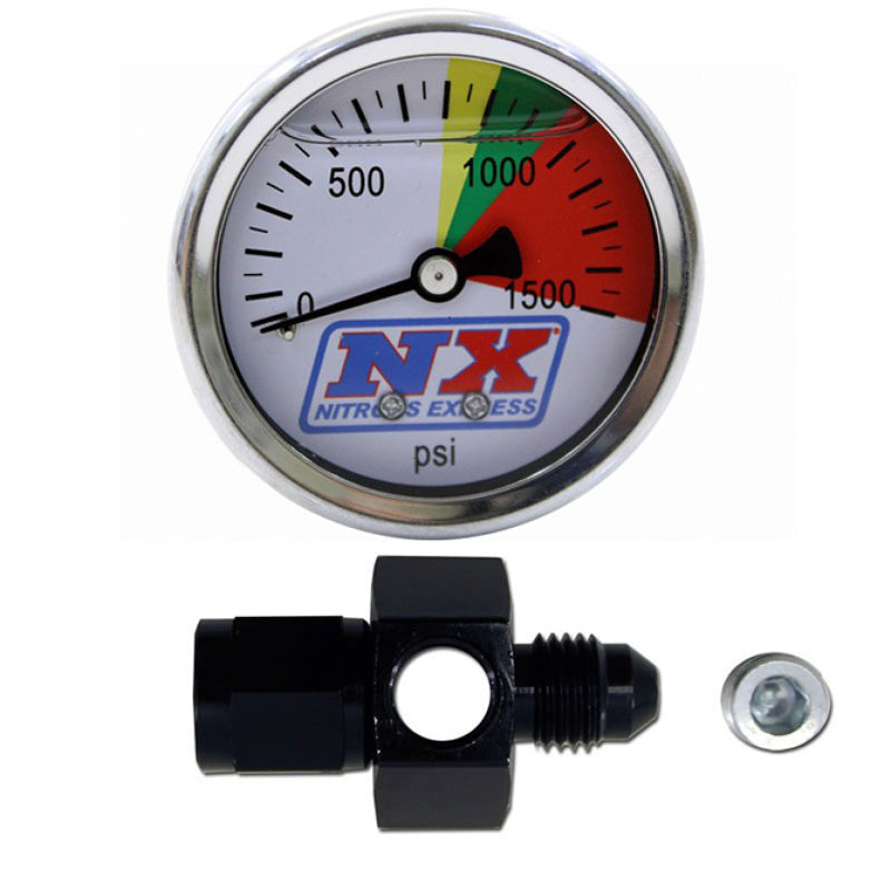 Nitrous Express N2O Flo-Thru Pressure Gauge (0-1500 PSI) 6AN - Black Ops Auto Works