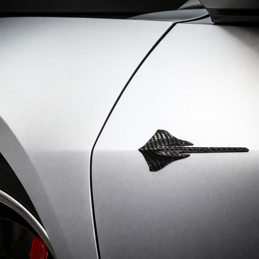 Concept8 badges installed on Corvette C8 front/rear/side
