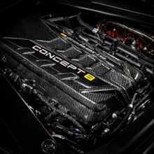 Load image into Gallery viewer, Concept8 cover installed in Corvette C8 engine bay