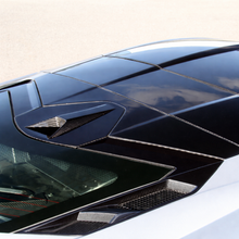Load image into Gallery viewer, Carbon fiber decklid overlay installed on Corvette C8 rear